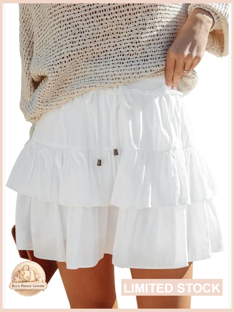 Flowy Skort With Ruffle Tiered Hem High Waisted Tennis Golf Shorts Plus Size